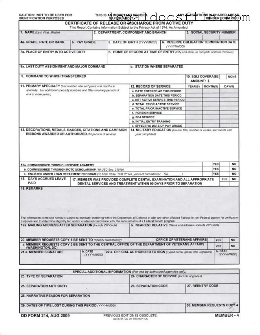 Printable Dd 214 Template in PDF