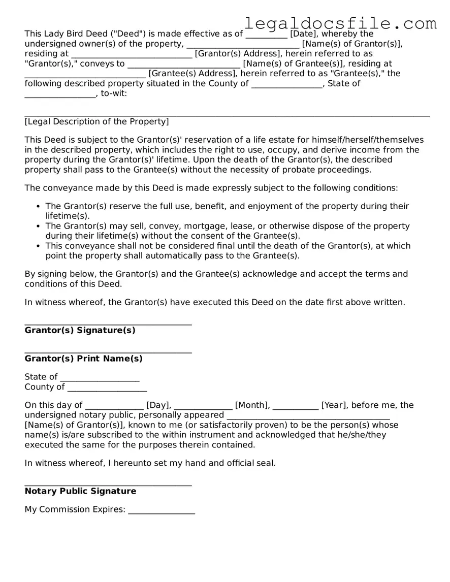 Printable Lady Bird Deed Document