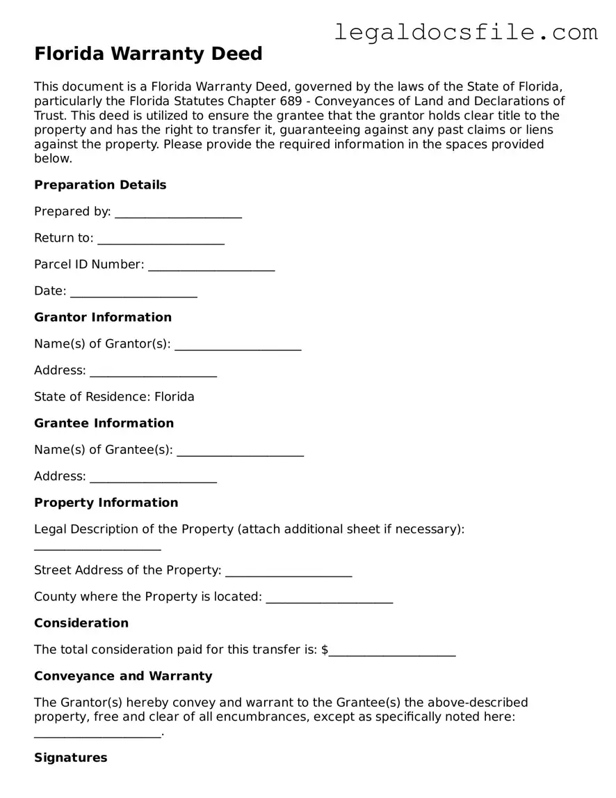 Valid Deed Template for the State of Florida