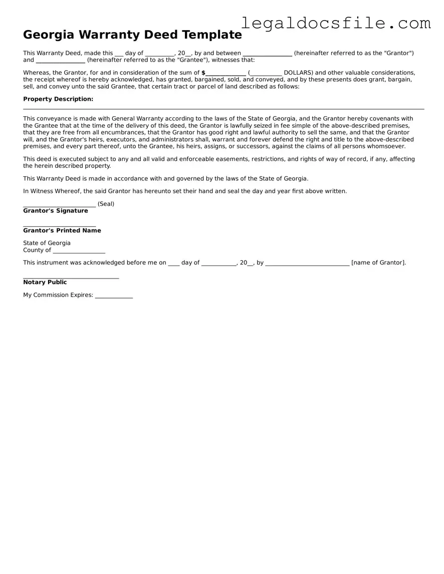 Valid Deed Template for the State of Georgia