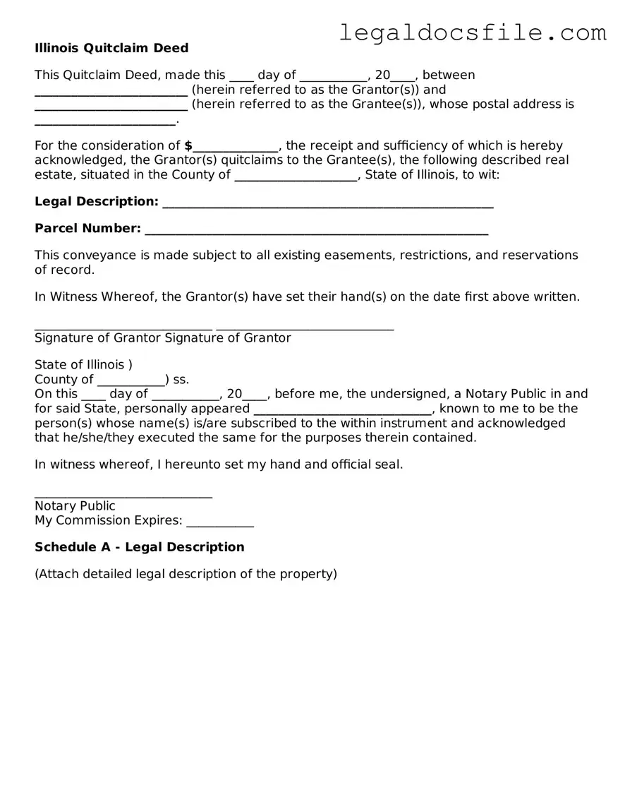 Valid Quitclaim Deed Template for the State of Illinois