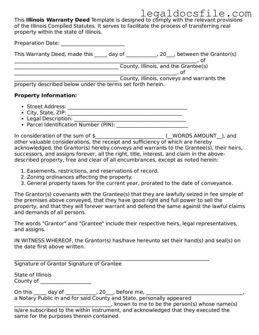 Valid Deed Template for the State of Illinois