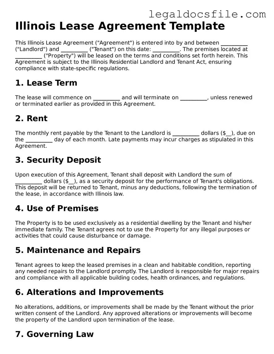 Valid Lease Agreement Template for the State of Illinois