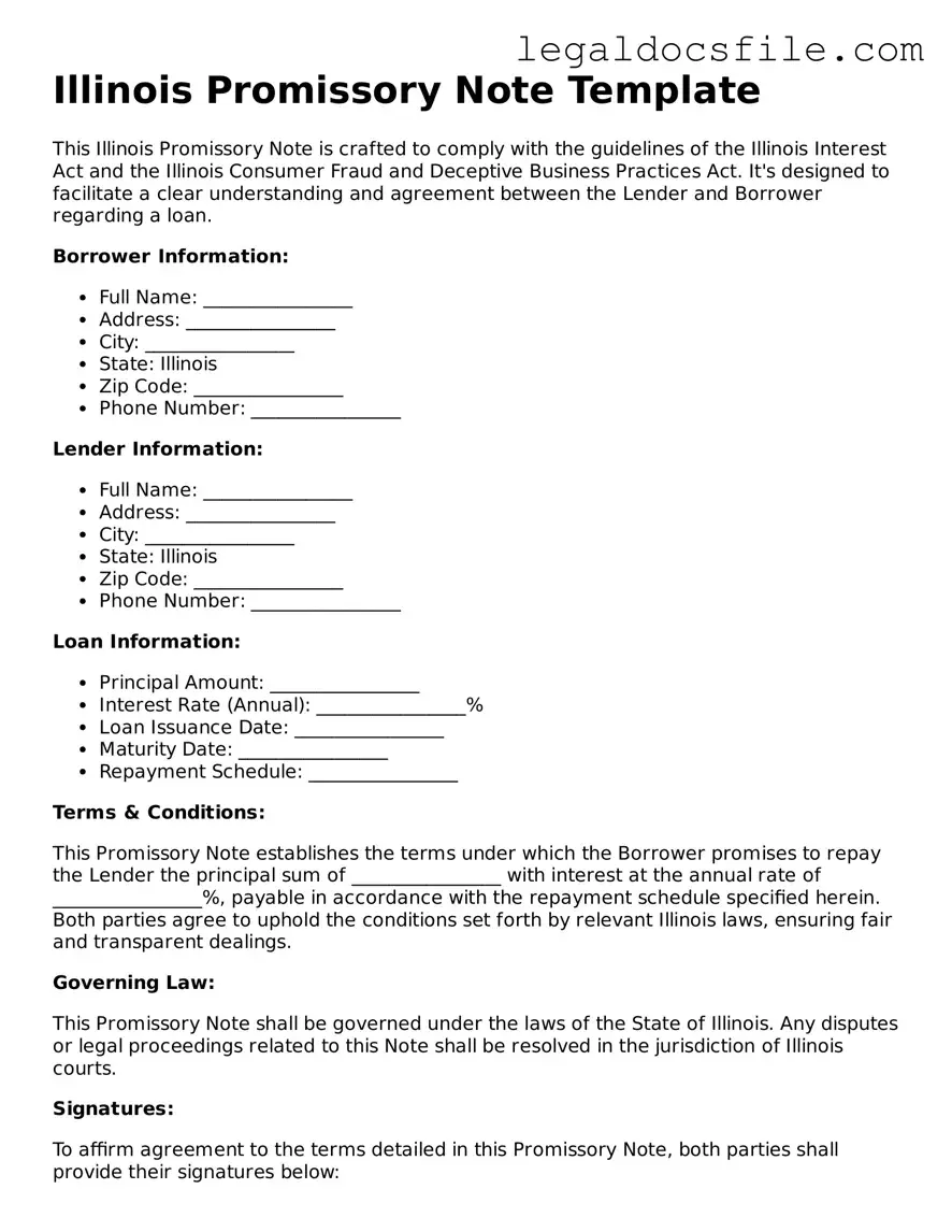 Valid Promissory Note Template for the State of Illinois