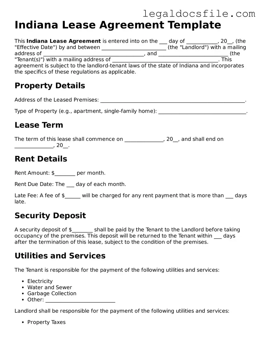 Valid Lease Agreement Template for the State of Indiana