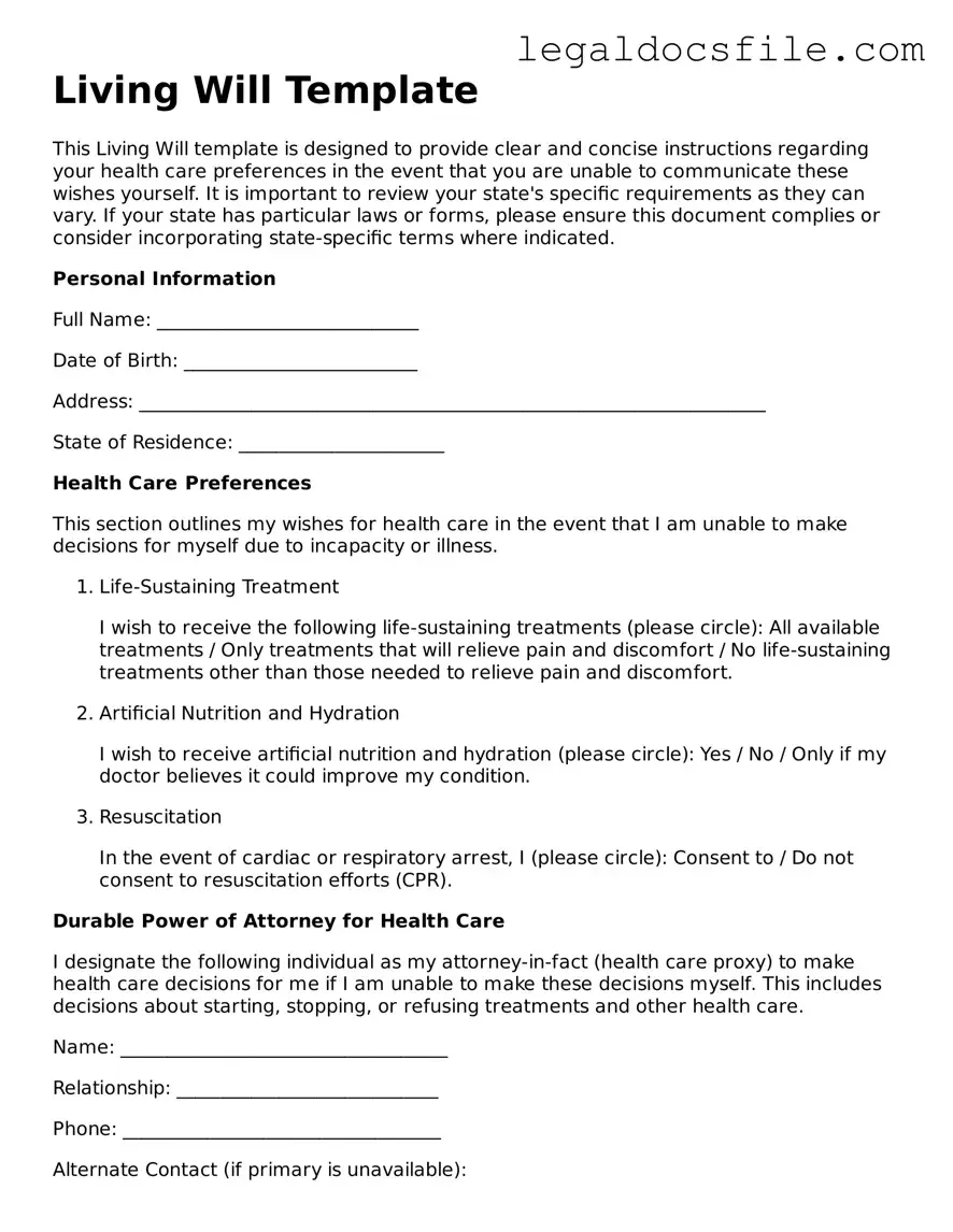 Printable Living Will Document