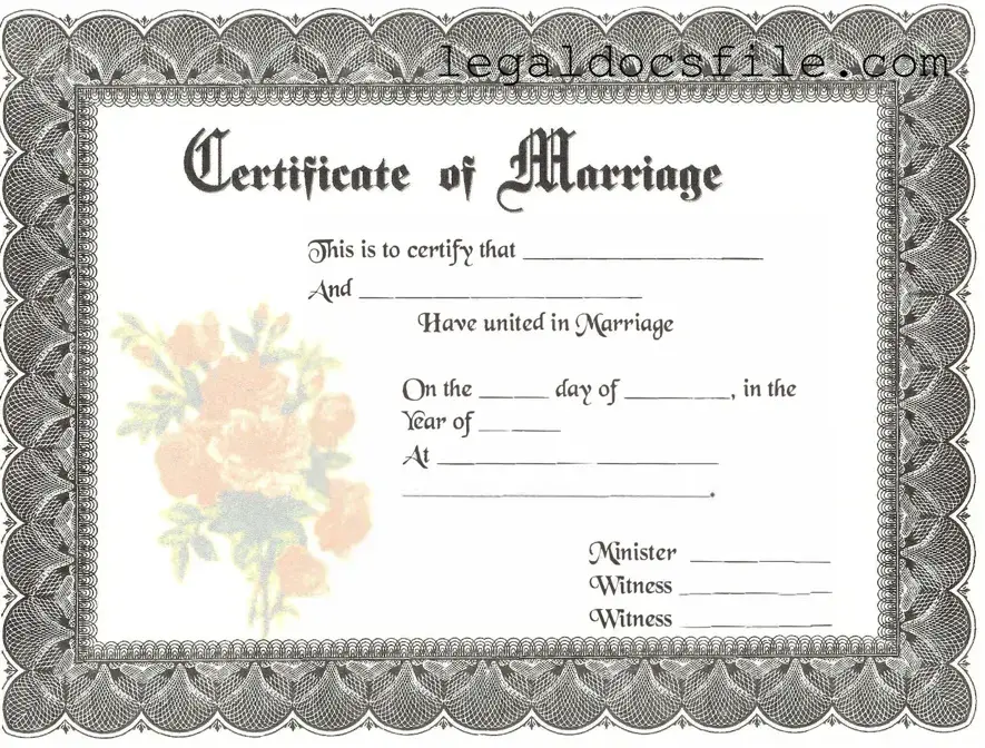 Printable Marriage Certificate Template in PDF