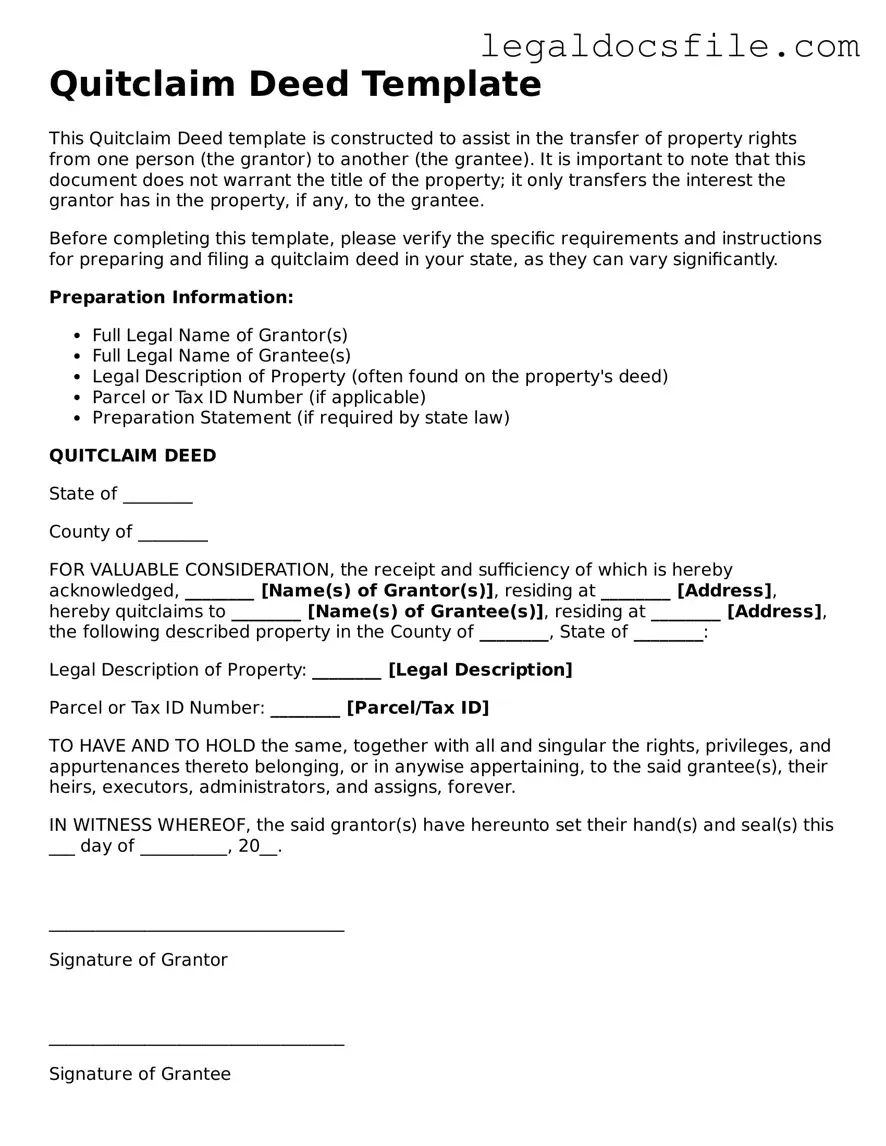 Printable Quitclaim Deed Document