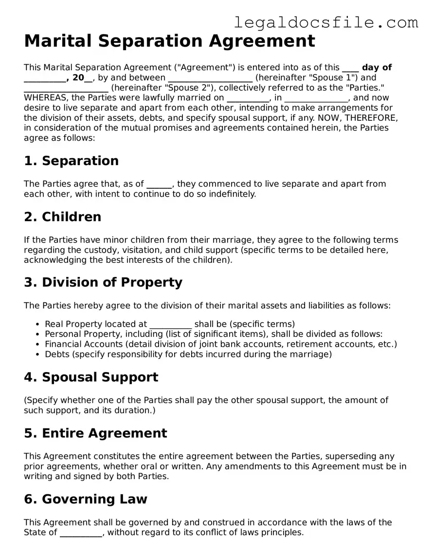 Printable Marital Separation Agreement Document