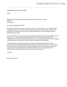 Printable Emotional Support Animal Letter Template in PDF