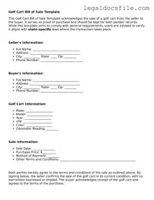 Printable Golf Cart Bill of Sale Document