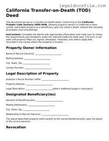 Valid Transfer-on-Death Deed Template for the State of California