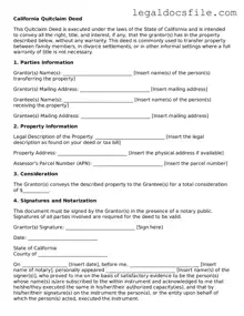 Valid Quitclaim Deed Template for the State of California