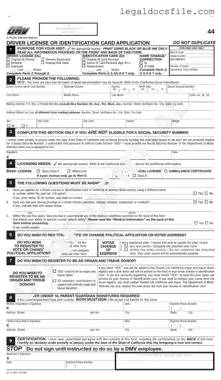 Printable Ca Dmv Dl 44 Template in PDF