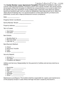 Printable Family Member Lease Agreement Document