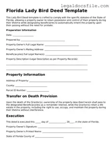 Valid Lady Bird Deed Template for the State of Florida