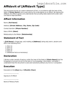 Printable Affidavit Document