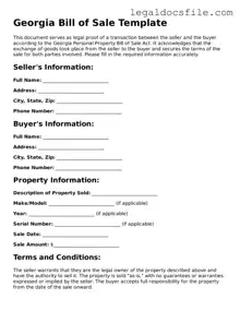 Valid Bill of Sale Template for the State of Georgia