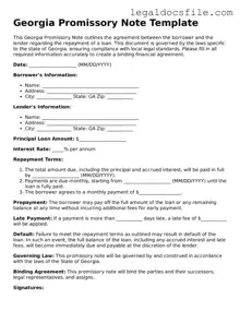 Valid Promissory Note Template for the State of Georgia
