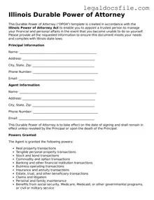 Valid Durable Power of Attorney Template for the State of Illinois