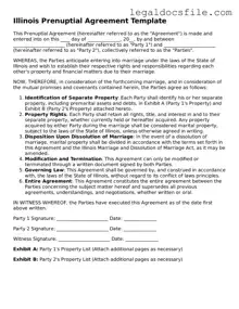 Valid Prenuptial Agreement Template for the State of Illinois