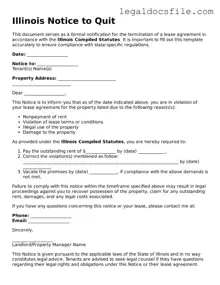 Valid Notice to Quit Template for the State of Illinois