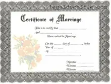 Printable Marriage Certificate Template in PDF