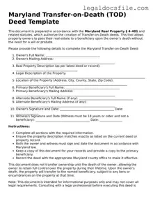 Valid Transfer-on-Death Deed Template for the State of Maryland