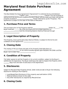Valid Real Estate Purchase Agreement Template for the State of Maryland