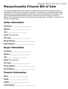 Valid Firearm Bill of Sale Template for the State of Massachusetts
