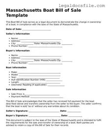 Valid Boat Bill of Sale Template for the State of Massachusetts