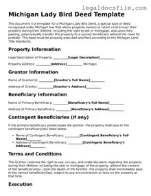 Valid Lady Bird Deed Template for the State of Michigan