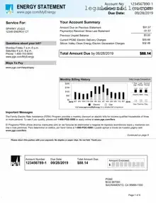 Printable Utility Bill Template in PDF