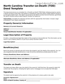 Valid Transfer-on-Death Deed Template for the State of North Carolina