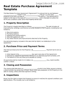 Printable Real Estate Purchase Agreement Document