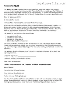 Printable Notice to Quit Document