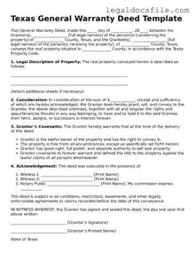 Valid Deed Template for the State of Texas