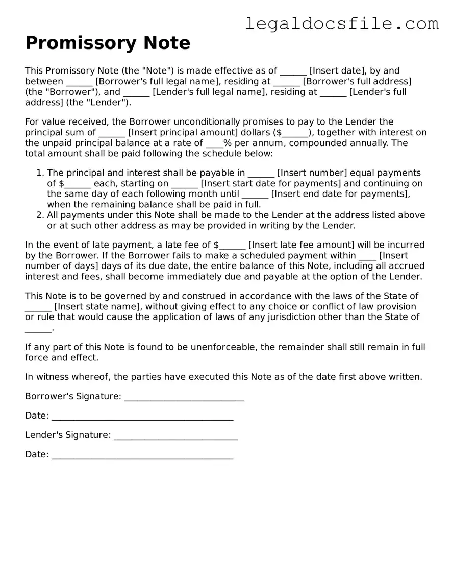 Printable Promissory Note Document