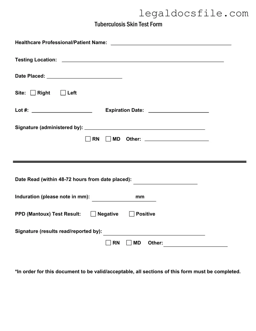 Printable Tb Test Template in PDF