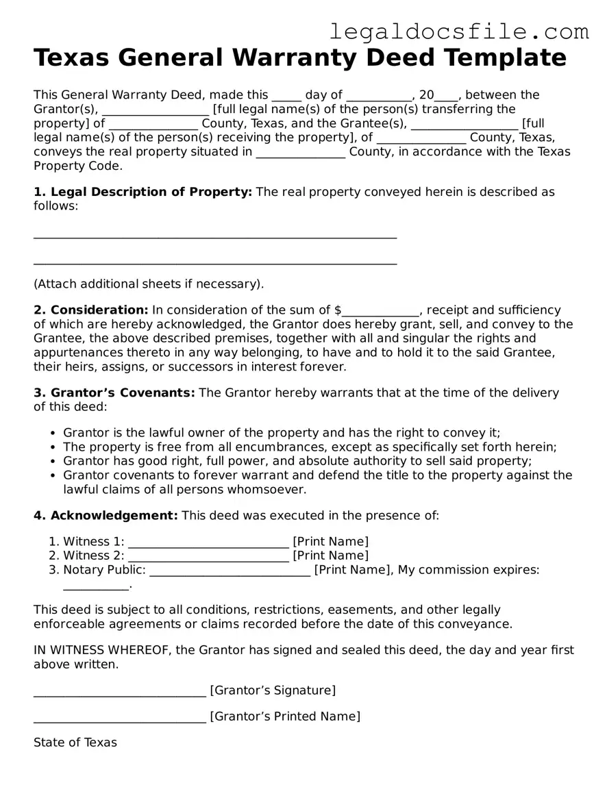 Valid Deed Template for the State of Texas